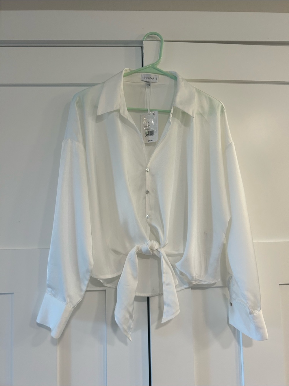 White Tie-Front Blouse
